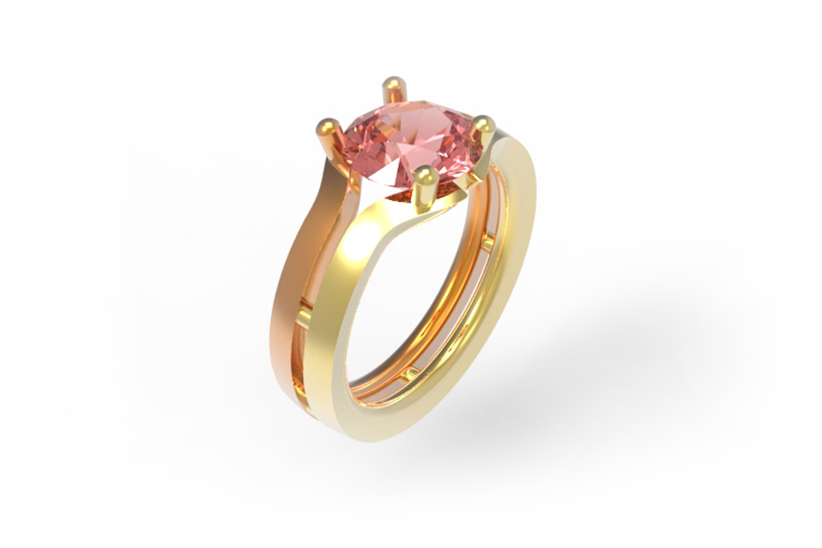         Jewelery design ring with pink diamant    